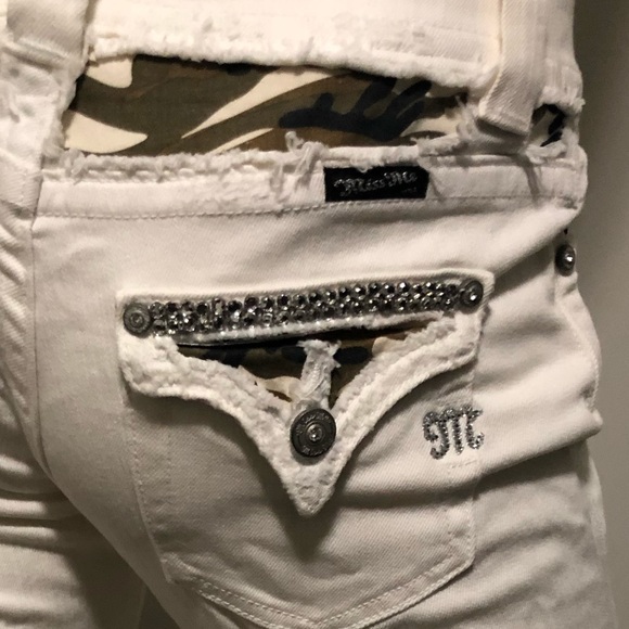 Miss Me Oyster White Camo Capri Jeans with Bling! - Picture 7 of 8